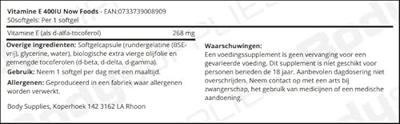 Vitamine E 400IU Now Foods 50softgels