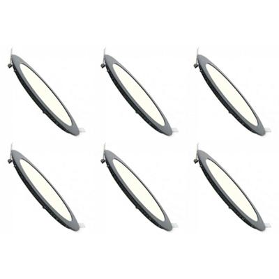 LED Downlight Slim 6-Pack - Dimbaar 3W Natuurlijk Wit - Ø83mm Zwart
