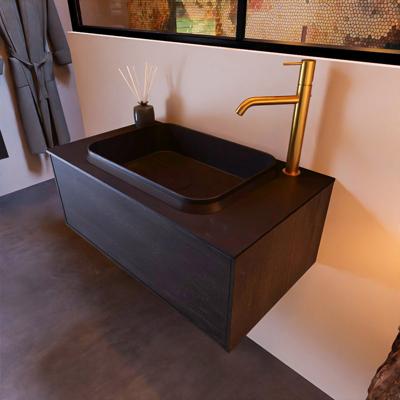 Badkamermeubelset Mondiaz Erin 80 cm met 1 Lade met RIDGE Wastafel Midden Urban met 1 kraangat Greeploos Mat Antracite Badkamermeubelset Mondiaz Erin 80 cm met 1 Lade met RIDGE Wastafel Midden Urban met 1 kraangat Greeploos Mat Antracite