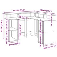 Bureau met LED-verlichting 130x130x91 cm bewerkt hout wit - thumbnail