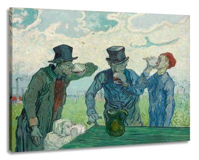 Schilderij -Vincent van Gogh, The drinkers. 100x80cm. premium print, wanddecoratie