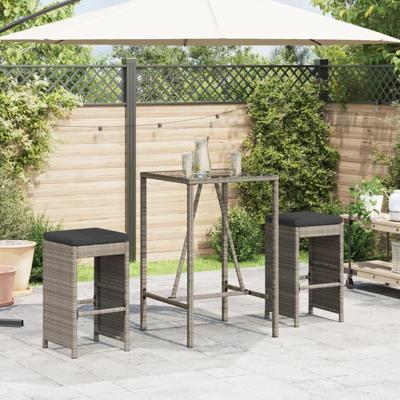 Tuinbarkrukken met kussens 2 st poly rattan grijs Tuinbarkrukken met kussens 2 st poly rattan grijs