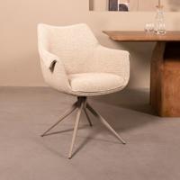LABEL51 Eetkamerstoel Narumi - Naturel - Royal Boucle - Taupe Metalen Frame - thumbnail