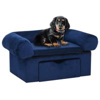 VidaXL Hondenbank met lade 75x50x38 cm pluche blauw - thumbnail