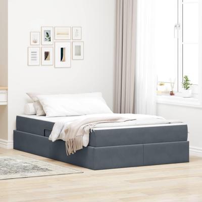Opbergbed met matras Donkergrijs 120 x 190 cm Fluweel