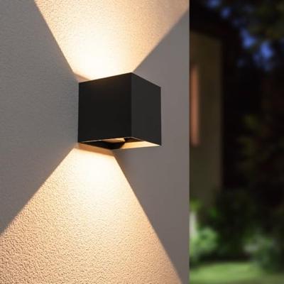 Kansas XL LED Wandlamp kubus - 20W 1850lm - 3000K warm wit - IP65 Waterdicht - Zwart - Up & downlight - Voor binnen en buiten