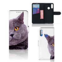 Motorola Moto E6 Plus Telefoonhoesje met Pasjes Kat - thumbnail