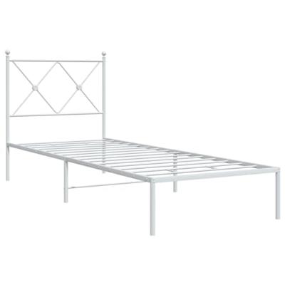 Bedframe met hoofdbord metaal wit 80x200 cm