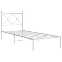 Bedframe met hoofdbord metaal wit 80x200 cm - thumbnail