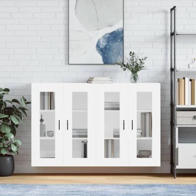 Hangkasten 2 st bewerkt hout wit