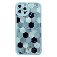 iPhone 12 Pro blauwe case - Blue cubes - thumbnail