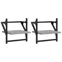 Wandschappen met stangen 2 st 30x25x30 cm grijs sonoma eiken - thumbnail