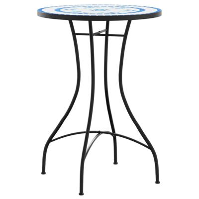 Bistroset mozaïek ijzer en keramiek blauw en wit - thumbnail