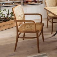 Artistiq Eetkamerstoel 'Takeshia' met armleuning, Teak en rotan - thumbnail