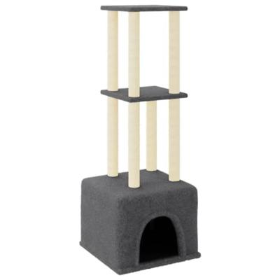 vidaXL Kattenmeubel met sisal krabpalen 133,5 cm donkergrijs, kattenpaal, kattenboom, kattenkrabpaal, kattenhuis, kattenmeubel, kattenpalen