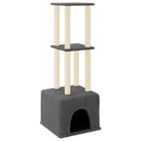 vidaXL Kattenmeubel met sisal krabpalen 133,5 cm donkergrijs, kattenpaal, kattenboom, kattenkrabpaal, kattenhuis, kattenmeubel, kattenpalen - thumbnail