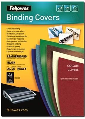 Fellowes schutbladen lederlook ft A4, 180micron, zwart, pak van 25 stuks
