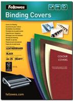 Fellowes schutbladen lederlook ft A4, 180micron, zwart, pak van 25 stuks - thumbnail