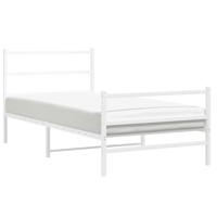 Bedframe met hoofd- en voeteneindemetaal wit 100x190 cm - thumbnail