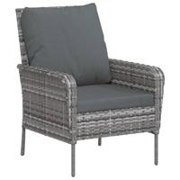 Tuinstoel met voetenbank poly rattan grijs - thumbnail
