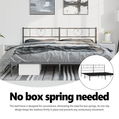 Bedframe met hoofdbord metaal zwart 183x213 cm