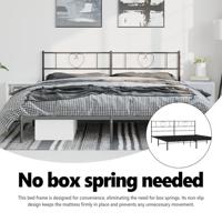 Bedframe met hoofdbord metaal zwart 183x213 cm - thumbnail