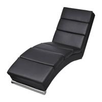 Chaise longue kunstleer zwart - thumbnail