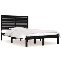 Bedframe massief hout zwart 135x190 cm - thumbnail