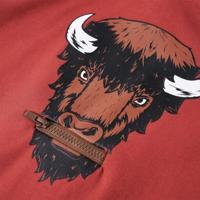 Kindertrui met capuchon ossenprint 128 roodbruin - thumbnail