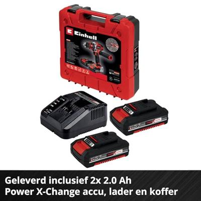 Einhell Power X-Change TE-CD 18/48 Li-i (2x2,0Ah) Accu-klopboor/schroefmachine 2 snelheden Incl. 2 accus, Incl. koffer Einhell Power X-Change TE-CD 18/48 Li-i (2x2,0Ah) Accu-klopboor/schroefmachine 2 snelheden Incl. 2 accus, Incl. koffer