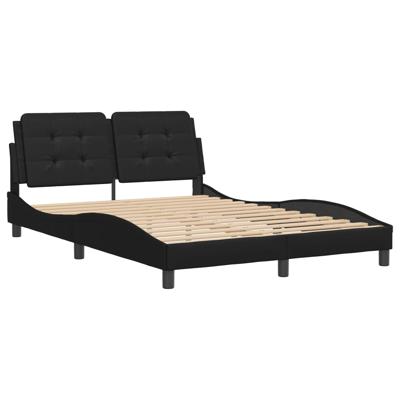 Bedframe met hoofdeind kunstleer zwart 140x190 cm - thumbnail