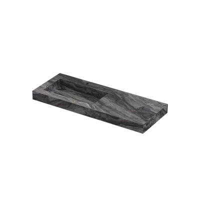 INK Pitch Wastafel keramische slab links met drain en front en side skirts 1 kraangat 120x45x9 Venice brown glossy