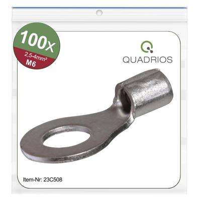 Quadrios 23C508 Ringkabelschoen Dwarsdoorsnede (max.): 4 mm² Schachtdiameter: 6.5 mm Ongeïsoleerd 100 stuk(s)