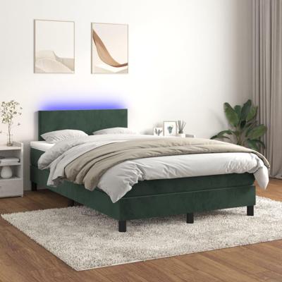 Boxspring met matras en LED fluweel donkergroen 120x200 cm