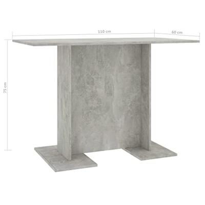 Eettafel 110x60x75 cm bewerkt hout betongrijs