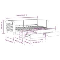 Slaapbank met onderschuifbed en lades 90x200 cm fluweel roze - thumbnail