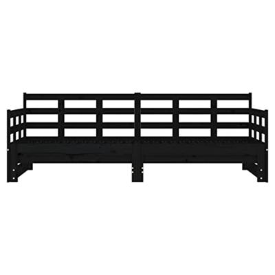 Slaapbank uitschuifbaar massief grenenhout zwart 2x(90x200) cm