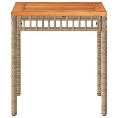 Tuintafel 38x38x42 cm poly rattan en acaciahout gemengd beige Tuintafel 38x38x42 cm poly rattan en acaciahout gemengd beige