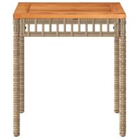 Tuintafel 38x38x42 cm poly rattan en acaciahout gemengd beige - thumbnail