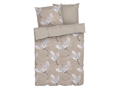 LIVARNO home Satijnen dekbedovertrek 200 x 200 cm (Kraan/beige)