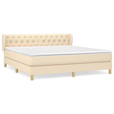Boxspring met matras stof crèmekleurig 160x200 cm