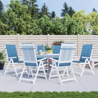 Stoelkussens 6 st hoge rug 120x50x4 cm stof gemleerd blauw - thumbnail