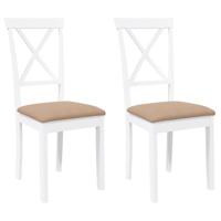 Eetkamerstoelen met kussens 2 st massief hout rubber wit - thumbnail