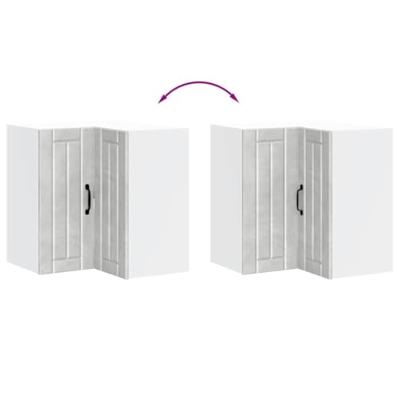 Keukenwandhoekkast Lucca bewerkt hout betongrijs