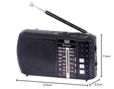 Trevi RA 7F20 BT Draagbare radio met Bluetooth, USB, microSD-batterij, oplaadbaar zwart