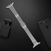Stainless steel slim fit bandje - Zilver - Geschikt voor Apple Watch 38mm / 40mm / 41mm / 42mm - thumbnail