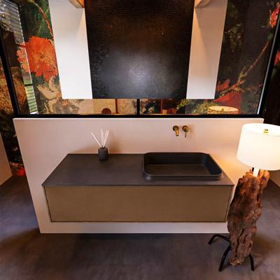 Badkamermeubelset Mondiaz Erin 120 cm met 1 Lade met RIDGE Wastafel Rechts Urban Zonder Kraangaten Greeploos Mat Rust Badkamermeubelset Mondiaz Erin 120 cm met 1 Lade met RIDGE Wastafel Rechts Urban Zonder Kraangaten Greeploos Mat Rust