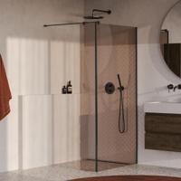 BRAUER Oblivion inloopdouche brons glas 100x200 met zijwand 30 incl. glascoating PVD gunmetal geborsteld - thumbnail