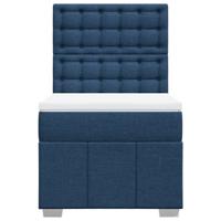 Boxspring met matras stof blauw 90x200 cm - thumbnail