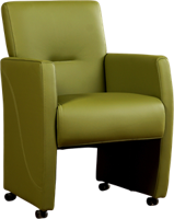 Groene leren moderne eetkamerfauteuil Pleasure - Toledo Leer Apple Green (groen leer) - thumbnail